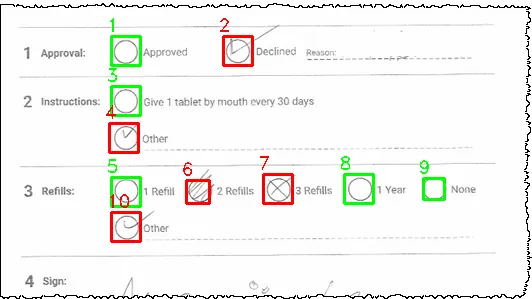 OMR Checkbox detection result 