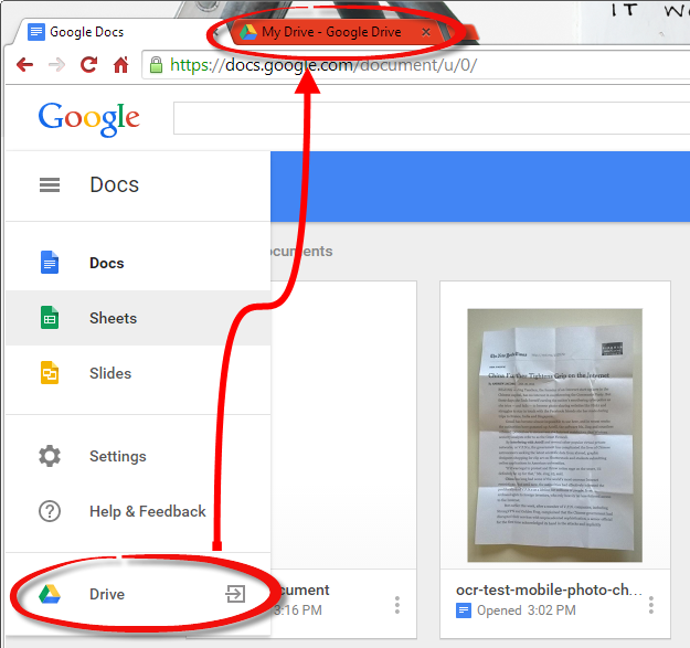 open google drive image