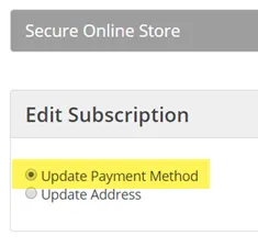 Payment method change, step 2